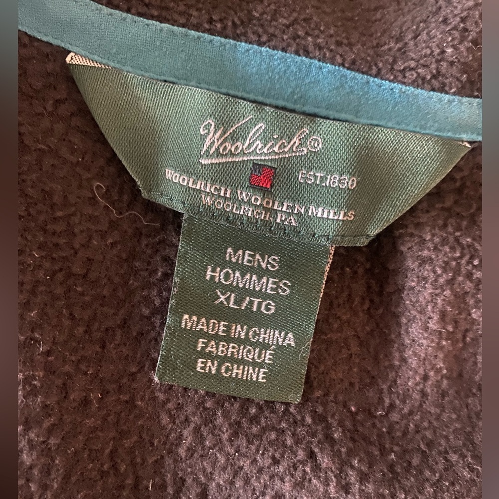 Woolrich Chocolate Brown Fleece Vest with Teal Accents Men’s XL - Picture 3 of 10